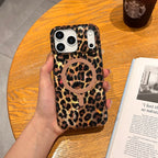 Leopard Cheetah Sparkle MagSafe Case – Glossy Shockproof Silicone Cover for iPhone 17 Pro Max