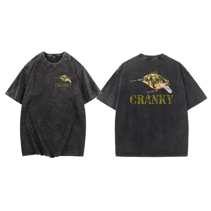 Crankbait-T-Shirt, Grafik-T-Shirt mit Angelködermotiv für Angler, weiches Baumwollmischgewebe, humorvolles Tarnmuster-Angel-Shirt für Herren, Geschenk für Crankbait-Liebhaber 
