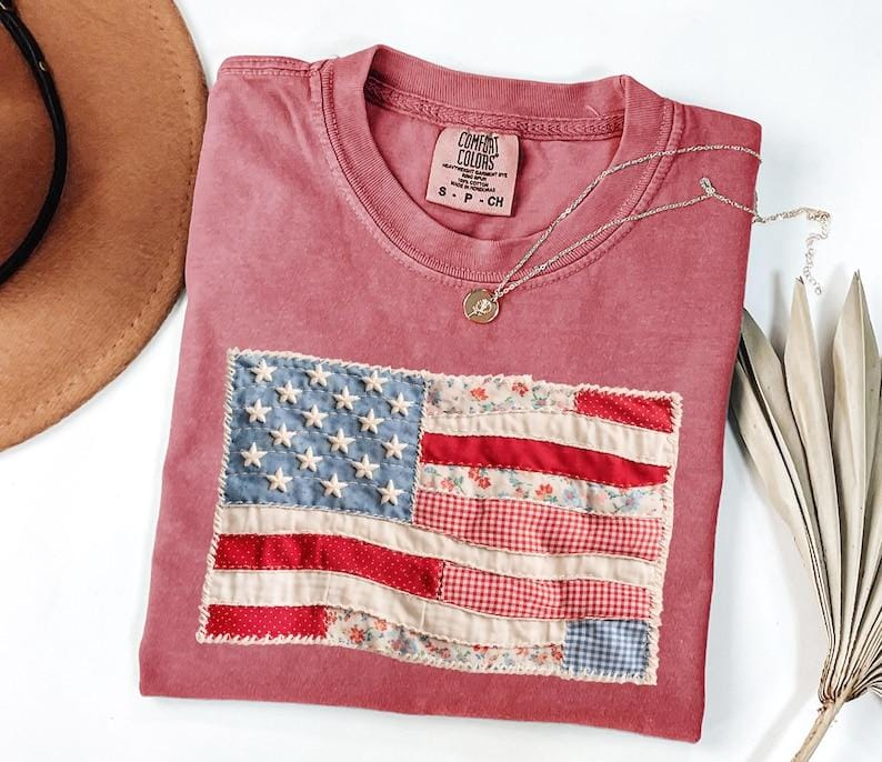 Comfort Colors Retro American Flag Shirt,  USA Tee, 4th of July Shirt, Patriotic Graphic Shirt, Fourth of July Shirt (Printed)