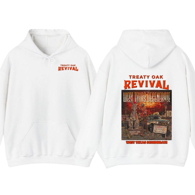 New Release Treaty Oak Revival West Texas Degenerate Hoodie – Country Rock Graphic Hoodies, Western Vintage Cowboy Music Sweatshirt, Retro Band Merch, Perfect Gift for Music Lovers