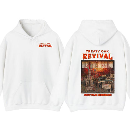 New Release Treaty Oak Revival West Texas Degenerate Hoodie – Country Rock Graphic Hoodies, Western Vintage Cowboy Music Sweatshirt, Retro Band Merch, Perfect Gift for Music Lovers