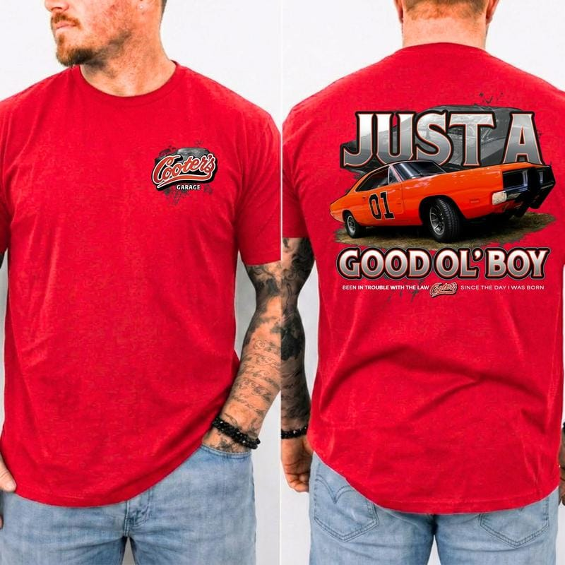 Just A Good Ol’ Boy” General Lee 01 T-shirt, Dukes of Hazzard 1979 Retro Shirt, Perfect 2 sided Tee For Classic TV Lovers, Old School Style, Gift For Him