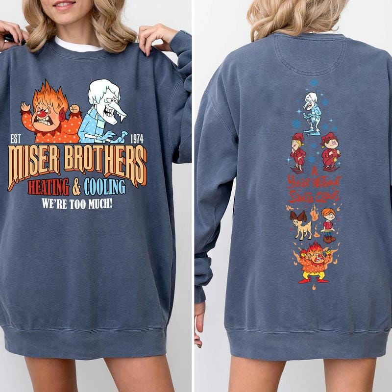 Vintage A Year Without Santa Claus Sweatshirt, Miser Brothers Shirt, Retro Christmas Hoodie, Snow Miser Heat Miser Sweatshirt, Heating and Cooling Miser Shirt