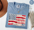 Comfort Colors Retro American Flag Shirt,  USA Tee, 4th of July Shirt, Patriotic Graphic Shirt, Fourth of July Shirt (Printed)