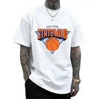[Basketball Tee][Viral TikTok Shirt]New York State of Mind Basketball Graphic T-Shirt Unisex Cotton Casual Short Sleeve Crewneck Streetwear Tee For Basketball Fans & Streetwear Lovers & Trend Seekers Camiseta Verano