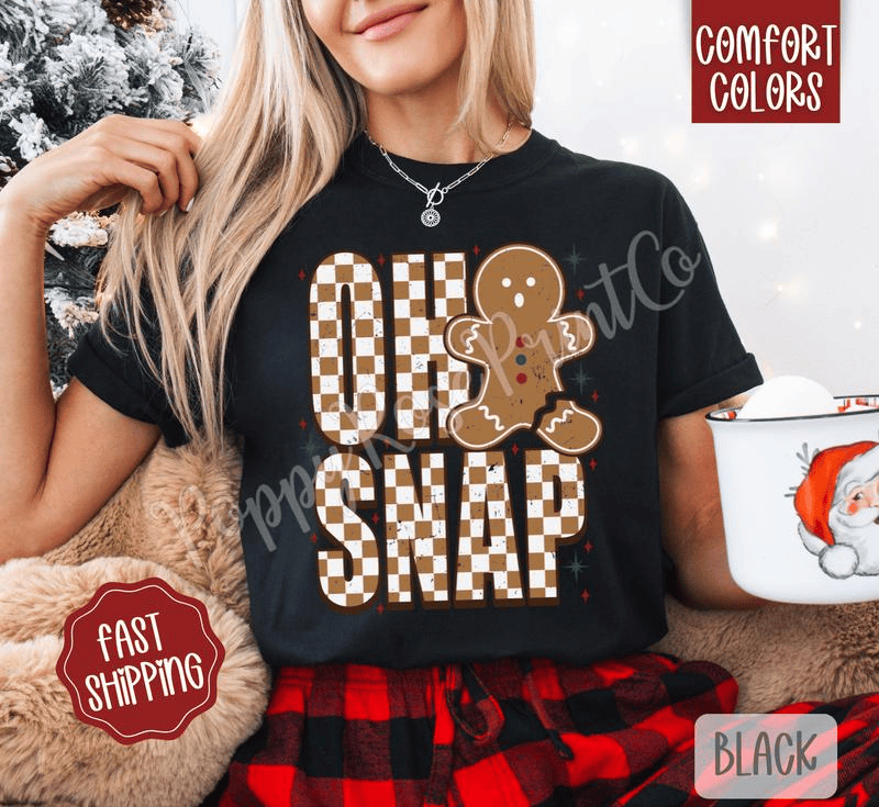Oh Snap Comfort Colors, Trendy Women's Holiday Tshirt