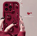Sexy Wine Cherry Pattern Phone Case , Soft Silicone Tpu Protection and Shockproof For iPhone 17 16 15 Pro Max 14 16Pro 13 12 11 X Plus Air Mini 17E Girl