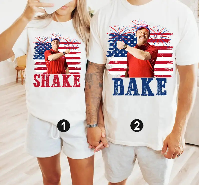 Shake and Bake 4th of July Matching Tee - Funny Couples Graphic T-Shirt