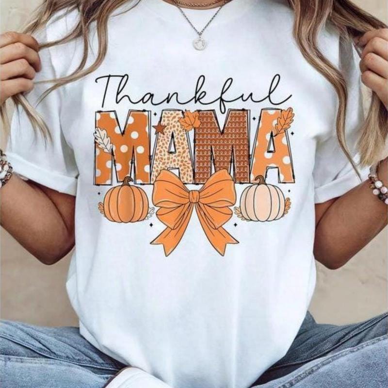 100% Cotton Thanksgiving Graphic Women T Shirt Thankful Mama Coquette Fall Pumpkin Spice Thanksgiving Women T-Shirt walk  by  faith  tee Flower Print Casual T-Shirt Unisex Horror Movie Villains Asymmetrical Long Sleeve Cami Top Elegant Blue Long Sleeve To