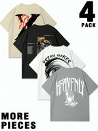 Men's Letter Print Short Sleeve Tee, Regular Fit Casual Crew Neck T-shirt for Daily Wear, Men's Top for All Seasons