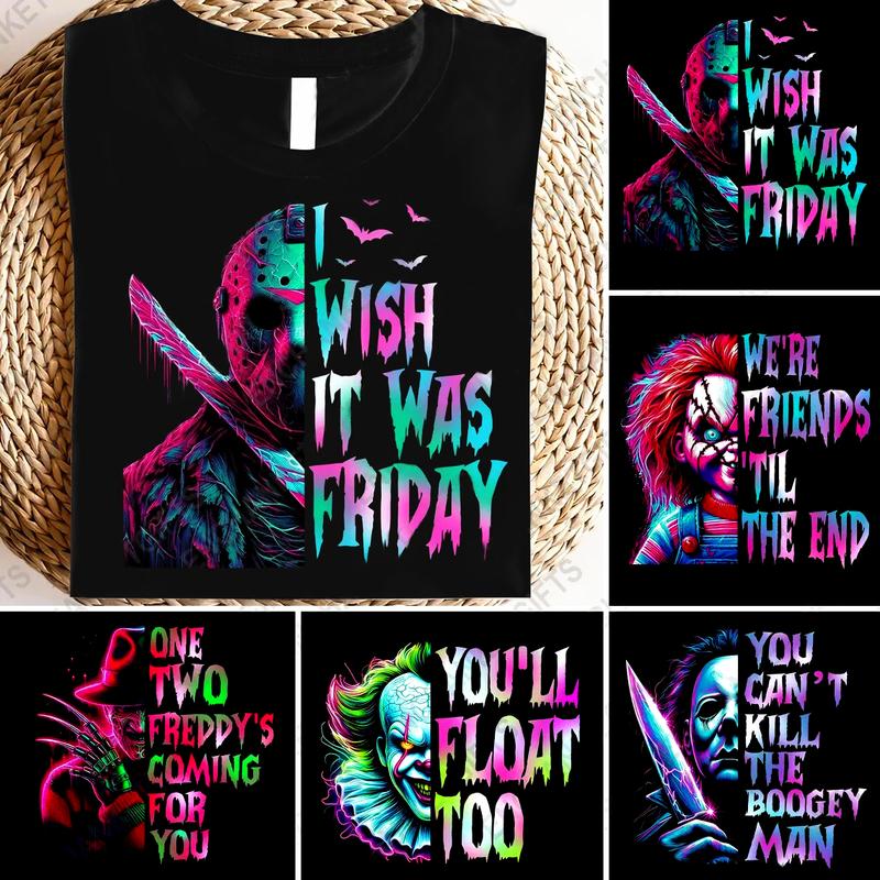 Horror Characters Movies, Scary Serial KiIIers, The Monster, The Clown, Halloween  T-Shirt Fit Everyday Womenswear Check - LORI HYNES