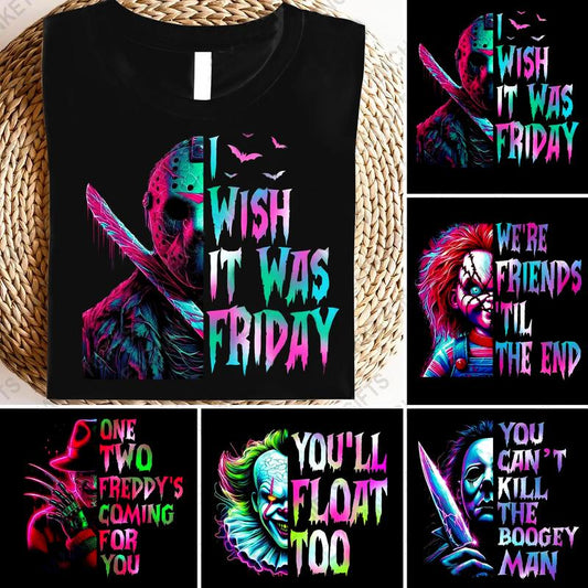 Horror Characters Movies, Scary Serial KiIIers, The Monster, The Clown, Halloween  T-Shirt Fit Everyday Womenswear Check - LORI HYNES
