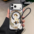 Cute Western Cowboy Goose Clear Magnetic Phone Case - Vintage Floral Prairie Pattern Shockproof Acrylic Cover for iPhone Series