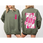Queen of Hearts, Cards, Games, Valentine's Day Sweatshirt, Crew Neck, Women's, Crewneck, Valentine's Day, Love, Heart, Cupid Casual Long Sleeve