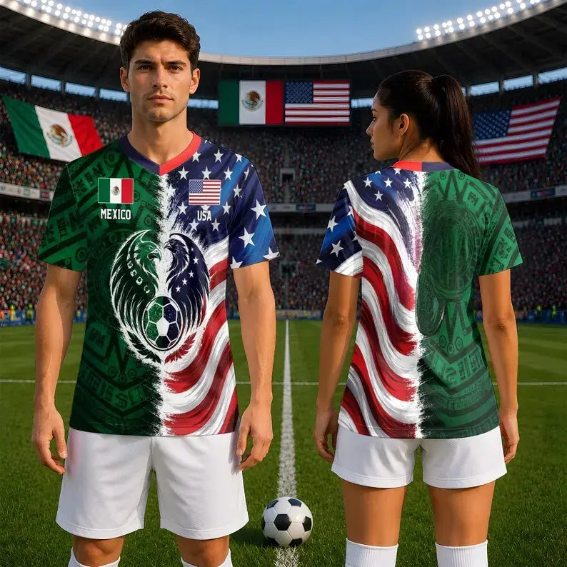 USA & Mexico Dual Heritage Split Soccer Jersey