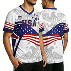 V-Neck USA Bald Eagle Graphic Soccer Jersey - Patriotic America Football Shirt for 2026 Fans & Game Day Outfit
