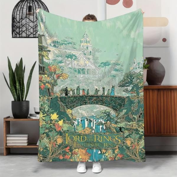 Lord Of The Rings Flannel Throw Middle Earth Landscape Ultra Soft Warm Fabric All Season Comfort Perfect For Sofa Bed nap Chair Decor Durable Machine Washable Long Lasting Quality blankets ultra-soft throw blanket