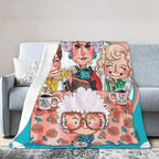 Golden Years Cartoon GG Blanket Warm Napping Blanket for Living Room Office Travel Versatile Gift Blanket Cartoon Print for All Seasons Halloween Decor Christmas Gifts Birthday Decorations Flannel Material Special Design
