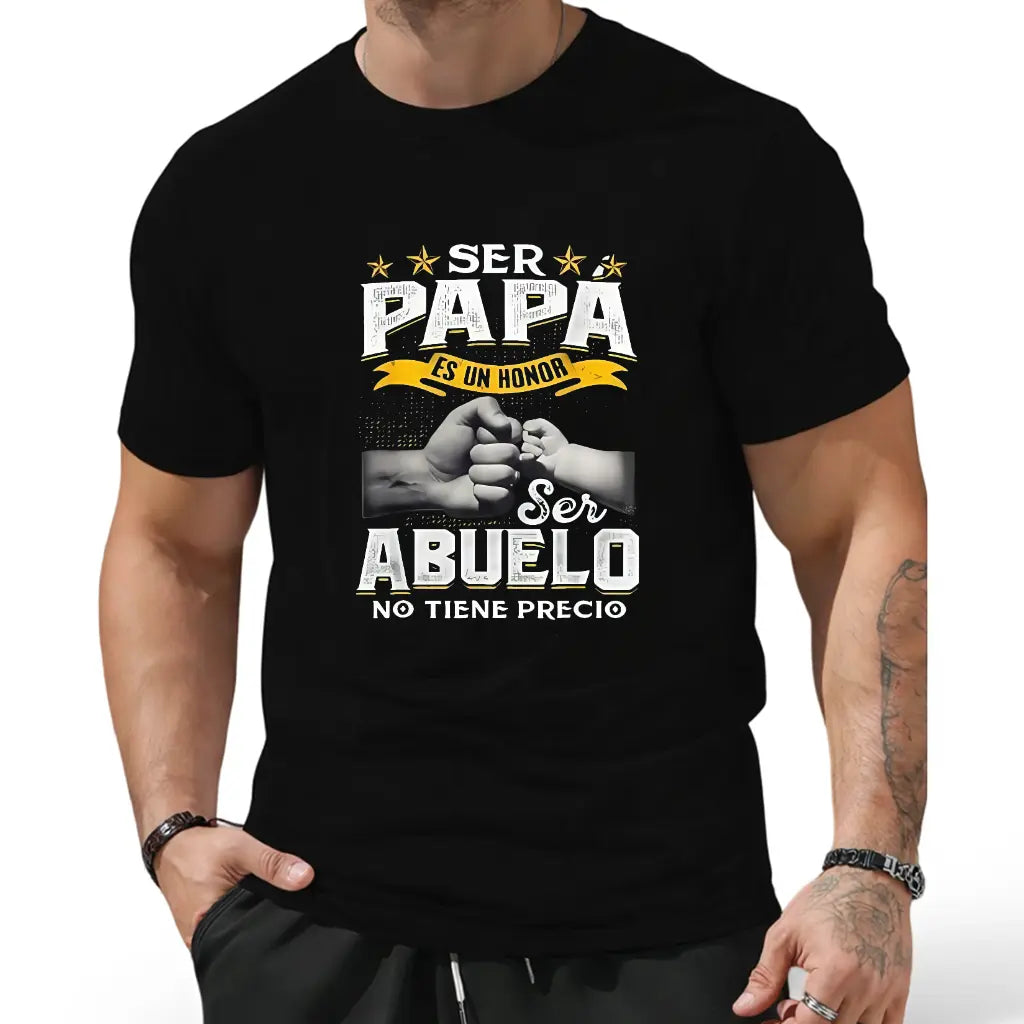 Ser Papa Es Un Honor Ser Abuelo Spanish Graphic Tee Funny Grandpa Cotton T Shirt Casual Men Gift Top