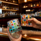 Hand-Painted Embossed Rotating Whiskey Glass – Minimal Luxury Crystal Tumbler with Smooth Spin Design