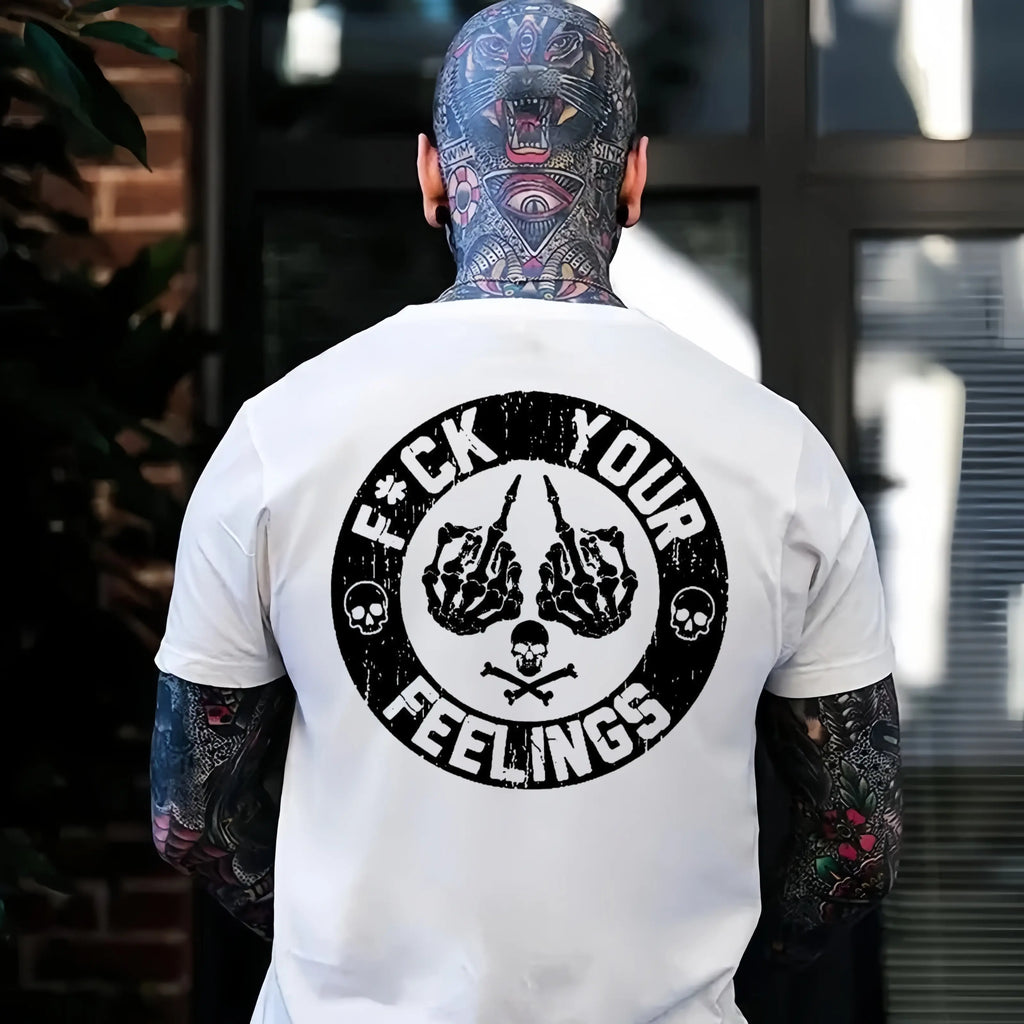 F*ck Your Feelings Skull Tee - Bold Statement Graphic T-shirt | Limited Edition Streetwear Casual Angel graphic tee shirts men