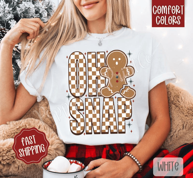 Oh Snap Comfort Colors, Trendy Women's Holiday Tshirt