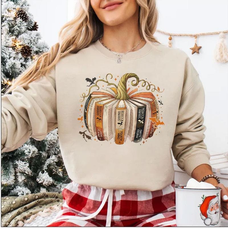 Fourth Wing Book Pumpkin Sweatshirt, Halloween Fourth Wing Shirt, Dragon Lover Gifts, Book Lover Tee, Iron Flame Onyx Storm Fan Shirt