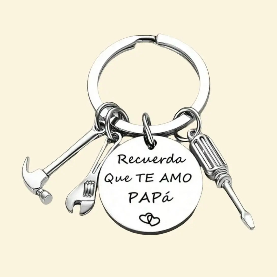 Stainless Steel "Recuerda Que Te Amo Papa" Spanish Phrase Keychain, Father's Day Gift Ideas for Dad, Men's Fashion Car Accessory, Stainless Steel Keychain, Fathers Day Gift Ideas