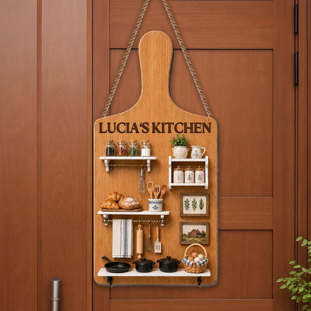My Kitchen, Personalized Custom Shaped Wood Sign, Gift For Mom - 1