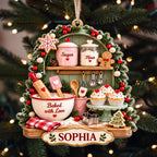 Baked With Love Mixing Bowl, Custom Wood Ornament, Gift For Bakers - 1