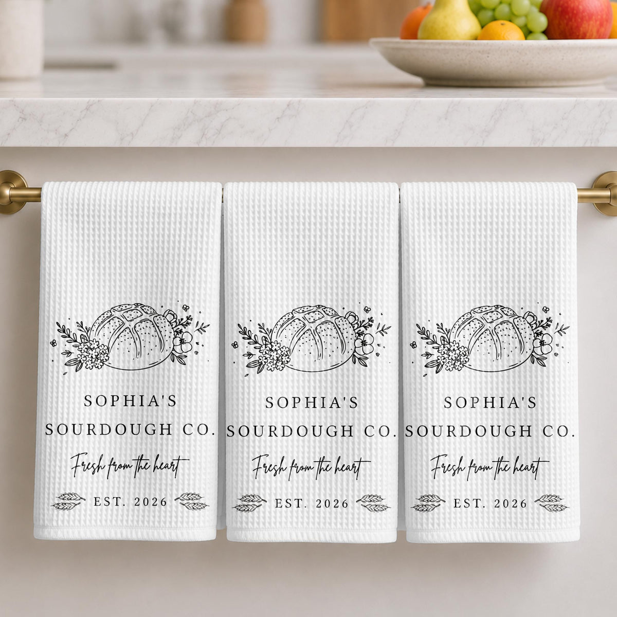 Sourdough Co Fresh From The Heart, Personalized Kitchen Towel, Baker Gift - 2