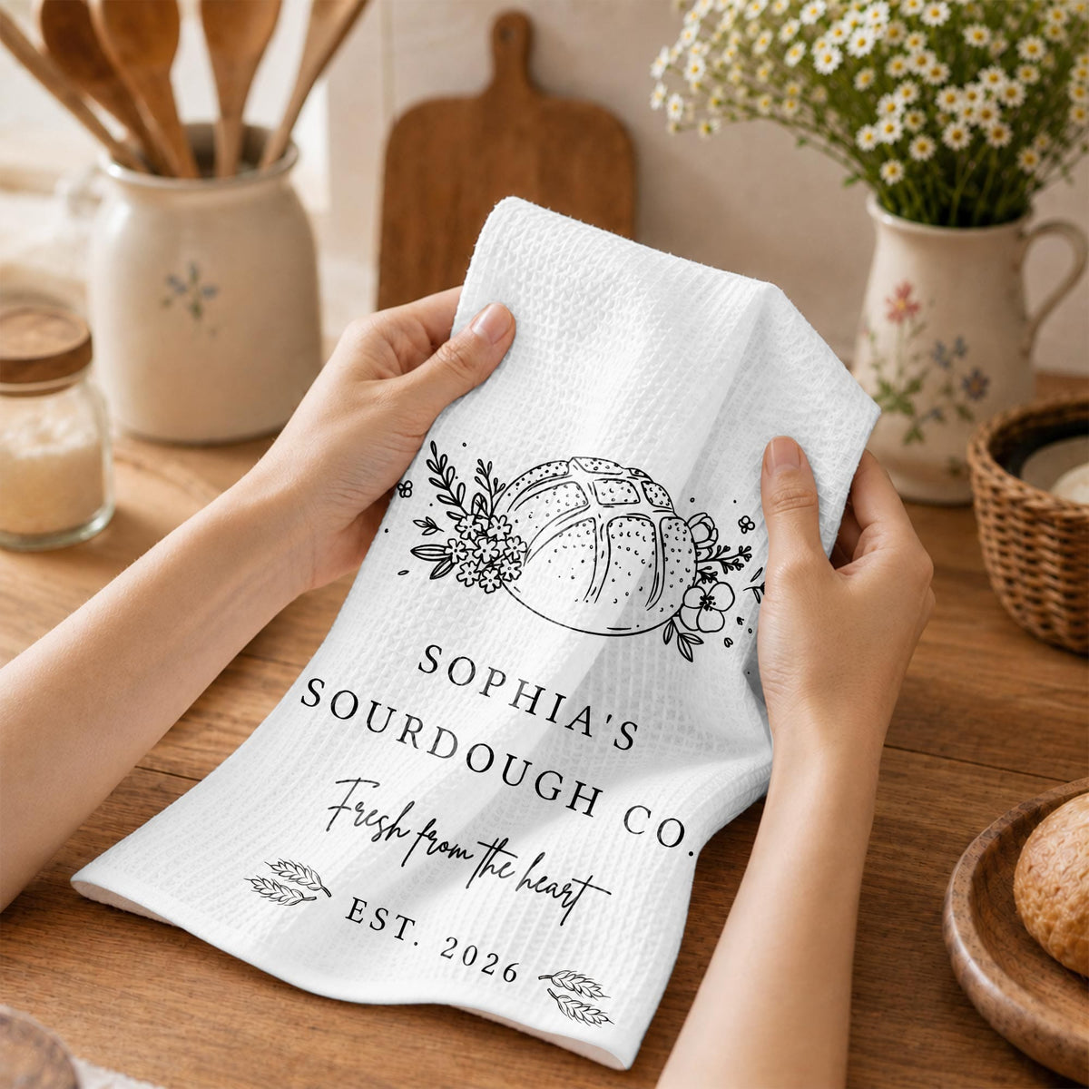 Sourdough Co Fresh From The Heart, Personalized Kitchen Towel, Baker Gift - 4