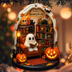 Create Your Own Personalized Reading Nook With Ghost and Pumpkin,Custom Wood Ornament,Gift For Book and Halloween Lovers - 6