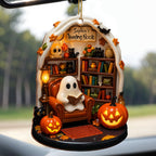 Create Your Own Personalized Reading Nook With Ghost and Pumpkin,Custom Wood Ornament,Gift For Book and Halloween Lovers - 1