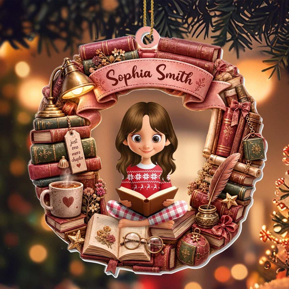 Just One More Chapter, Acrylic Ornament, Gift For Book Lovers - 1