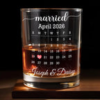 Married Custom Calendar, Personalized Whiskey Glass, Gift for Couples - 1