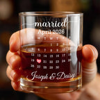 Married Custom Calendar, Personalized Whiskey Glass, Gift for Couples - 6