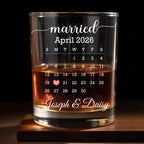 Married Custom Calendar, Personalized Whiskey Glass, Gift for Couples - 8