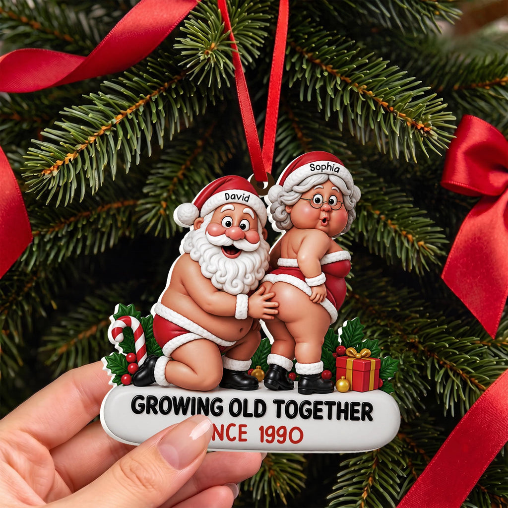 Growing Old Together, Personalized 3D Relief White Acrylic Ornament, Gift For Couples - 5