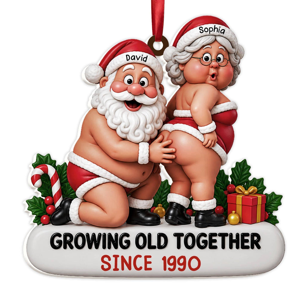 Growing Old Together, Personalized 3D Relief White Acrylic Ornament, Gift For Couples - 9