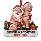 Growing Old Together, Personalized 3D Relief White Acrylic Ornament, Gift For Couples - 9