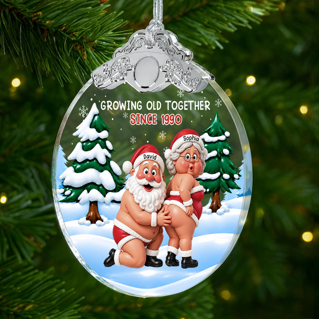 Growing Old Together, Personalized Glass Ornament, Gift For Couples - 4