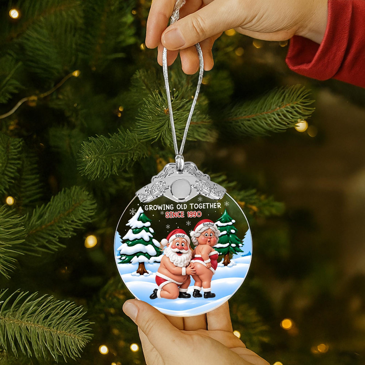 Growing Old Together, Personalized Glass Ornament, Gift For Couples - 5