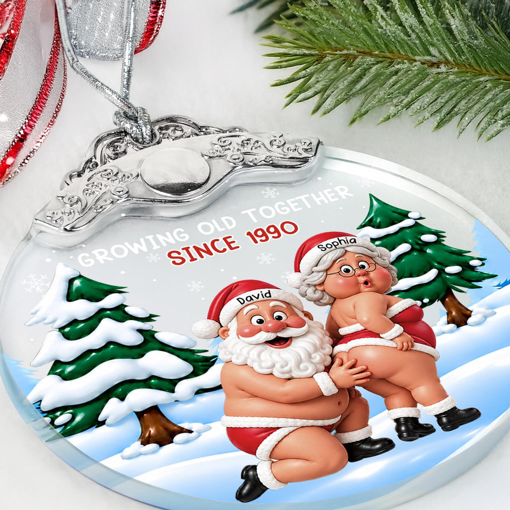 Growing Old Together, Personalized Glass Ornament, Gift For Couples - 6