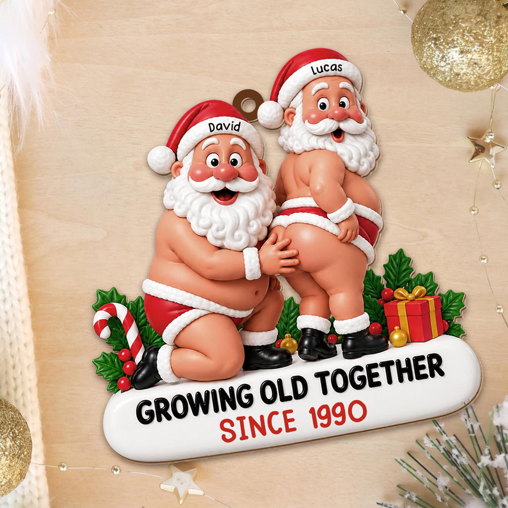 Growing Old Together, Custom Wood Ornament, Gift For LGBT Couples - 11