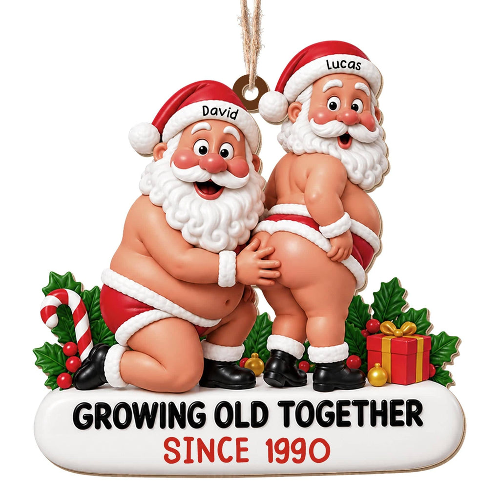 Growing Old Together, Custom Wood Ornament, Gift For LGBT Couples - 12