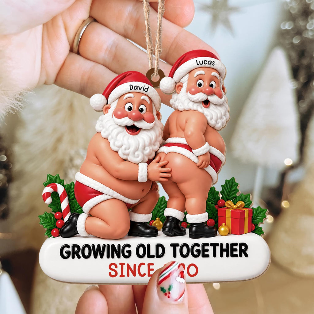 Growing Old Together, Custom Wood Ornament, Gift For LGBT Couples - 5
