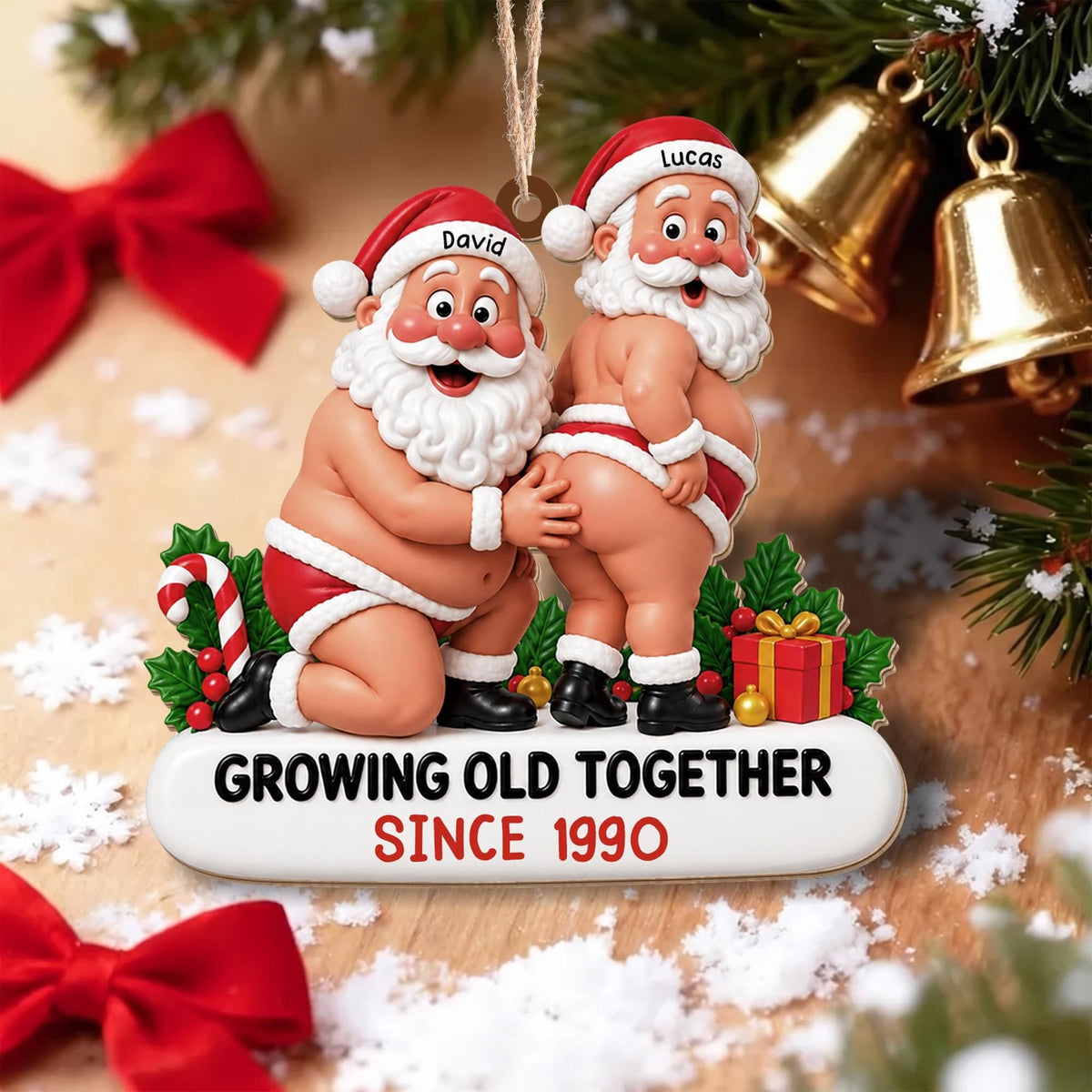 Growing Old Together, Custom Wood Ornament, Gift For LGBT Couples - 6