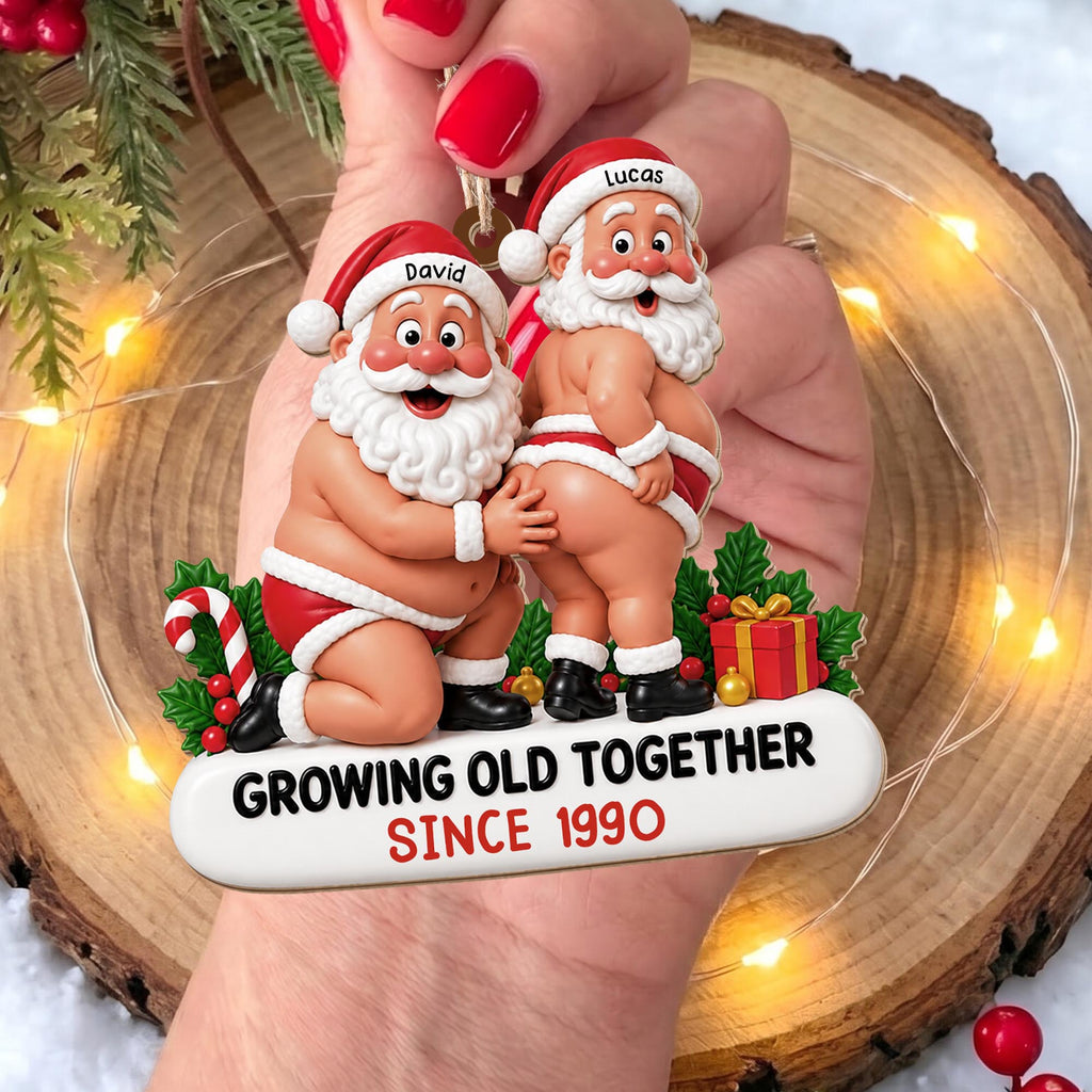 Growing Old Together, Custom Wood Ornament, Gift For LGBT Couples - 8