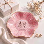 Our Monogram Floral, Personalized Lotus Jewelry Dish, Gift For Couples - 6